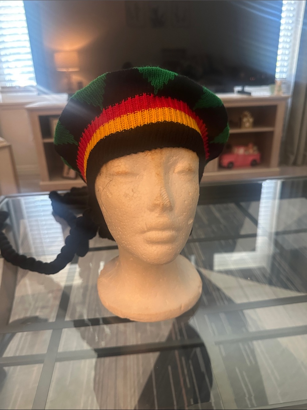 Rasta Stripe Knit Tam Hat - Black/Red/Yellow/Green